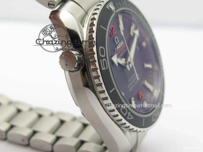 0812 Contemporary Planet Ocean SS Bp Maker 45mm Black Bezel Orange Numbers On SS Bracelet A 8217